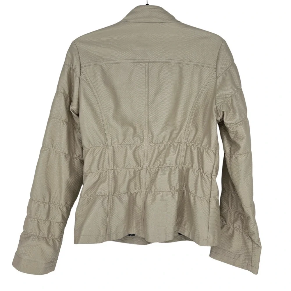 Montanaco Croc Embossed‎ Metallic Cream Moto Jacket Size M